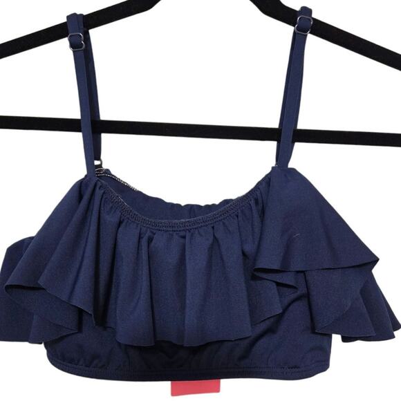 LIBERTY & JUSTICE Toniah Navy Ruffle Adjustable Strap Bikini Top Size SMALL - Picture 2 of 7